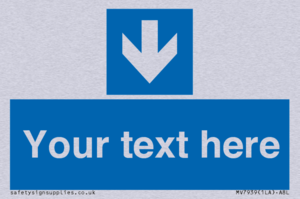 Custom Mandatory directional sign, blue arrow down